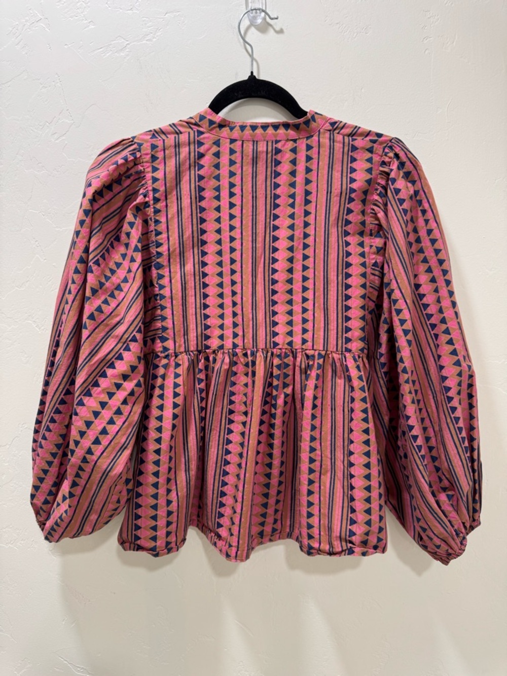 Oliphant Mandarin Balloon Blouse Top Tribal Boho Flowy Small *Button FLAW - Picture 9 of 16